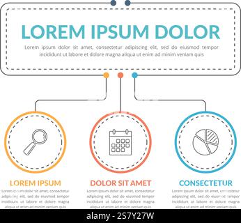 Infographic template with main idea and 3 steps or options, workflow, process chart, vector eps10 illustration Stock Vector