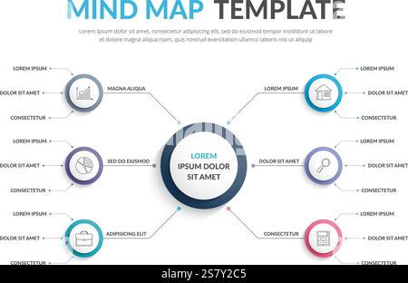 Absrtact mind map template, business infographics, vector eps10 illustration Stock Vector