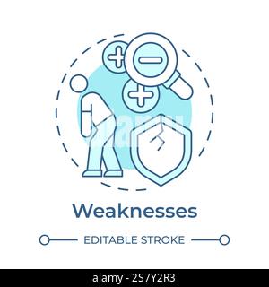 Weaknesses soft blue concept icon Stock Vector