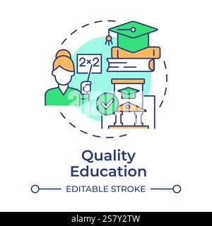 Quality education multi color concept icon Stock Vector