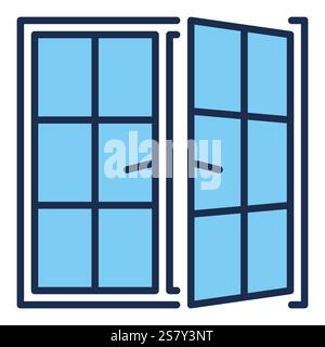 Opened Window vector concept blue modern icon or symbol Stock Vector