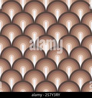 Retro waves wallpapers pattern, Seamless repeating vector pattern, brown mocha mousse colors Stock Vector