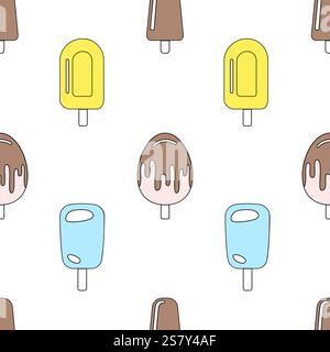 Seamless pattern with ice cream. Vector illustration. Stock Vector