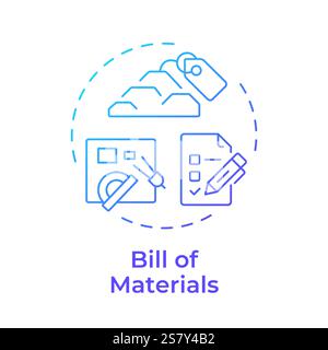 Bill of materials blue gradient concept icon Stock Vector