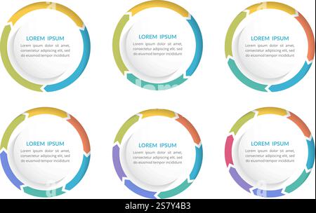 Circle arrows for infographics, 3 - 8 arrows, vector eps10 illustration Stock Vector