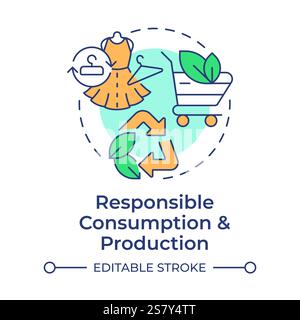Responsible consumption and production multi color concept icon Stock Vector