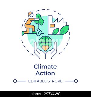 Climate action multi color concept icon Stock Vector