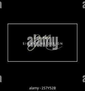 Initial Letter GM Vector Logo Template in handwritten Signature Style Stock Vector