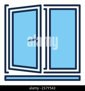 Opened Flat Window vector concept blue icon or design element Stock Vector