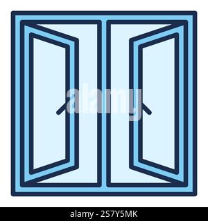 Opened Glass Window vector concept blue icon or symbol Stock Vector