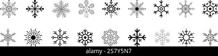 Snowflakes, snowflake vector icon pack, snowflakes winter template, set of black snowflake icons, snowflakes vector illustration symbols for Christmas Stock Vector