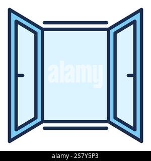 Vector Opened Window concept simple colored icon or symbol Stock Vector