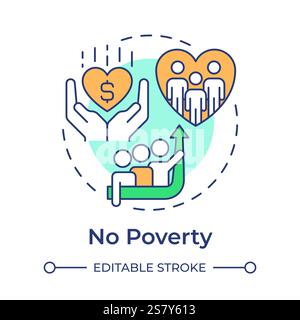 No poverty multi color concept icon Stock Vector