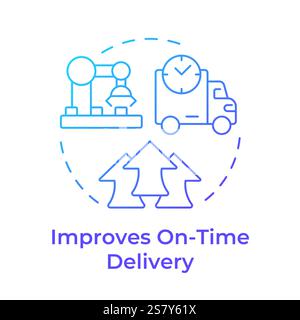 Improves on time delivery blue gradient concept icon Stock Vector