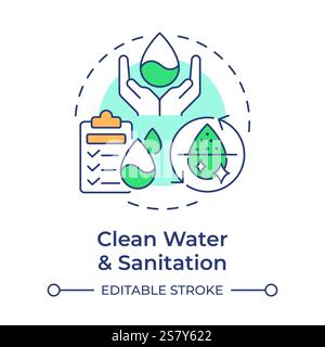 Clean water and sanitation multi color concept icon Stock Vector