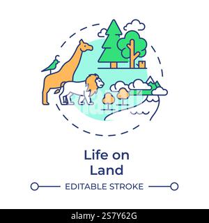 Life on land multi color concept icon Stock Vector