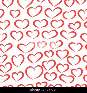 Hearts seamless pattern. Red hearts on white background Stock Vector