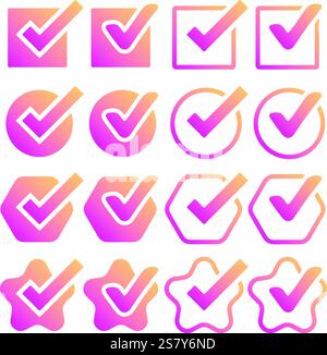 Collection of check mark checkbox buttons in two variants Stock Vector ...