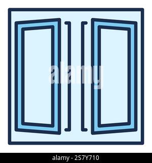 Clear Opened Window vector concept blue icon or sign Stock Vector