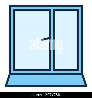 Opened Glass Frame vector Window concept blue icon or sign Stock Vector