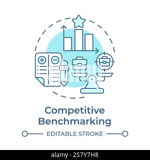 Competitive benchmarking soft blue concept icon Stock Vector