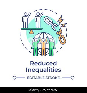 Reduced inequalities multi color concept icon Stock Vector