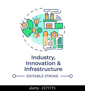 Industry, innovation and infrastructure multi color concept icon Stock Vector