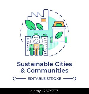 Sustainable cities and communities multi color concept icon Stock Vector