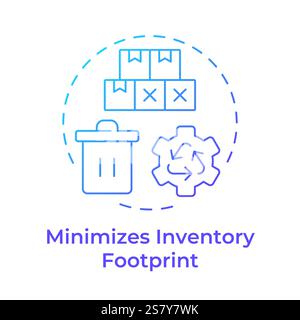 Minimizes inventory footprint blue gradient concept icon Stock Vector