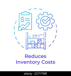 Reduces inventory costs blue gradient concept icon Stock Vector
