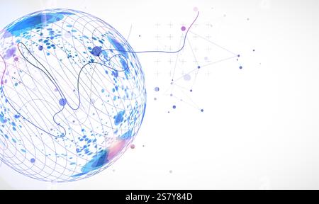 Abstract sphere background with plexus effect. 3D surface. Vector illustration. Stock Vector