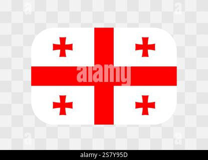 Georgia flag - rounded rectangle colorful flag representing a country cultural identity and heritage. The essence of national pride and unity. Vector flag on transparent background. Stock Vector