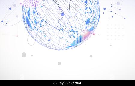 Abstract sphere background with plexus effect. 3D surface. Vector illustration. Stock Vector