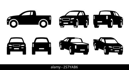 Pickup truck in different perspective – vector illustration Stock Vector