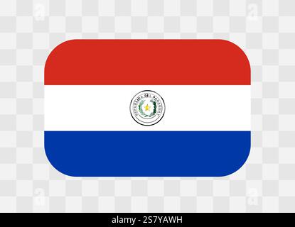 Paraguay flag - rounded rectangle colorful flag representing a country cultural identity and heritage. The essence of national pride and unity. Vector flag on transparent background. Stock Vector