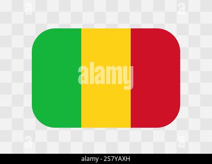 Mali flag - rounded rectangle colorful flag representing a country cultural identity and heritage. The essence of national pride and unity. Vector flag on transparent background. Stock Vector