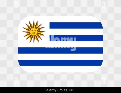 Uruguay flag - rounded rectangle colorful flag representing a country cultural identity and heritage. The essence of national pride and unity. Vector flag on transparent background. Stock Vector