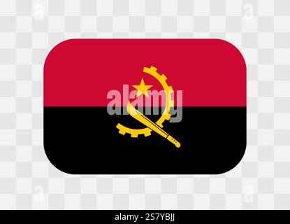 Angola flag - rounded rectangle colorful flag representing a country cultural identity and heritage. The essence of national pride and unity. Vector flag on transparent background. Stock Vector