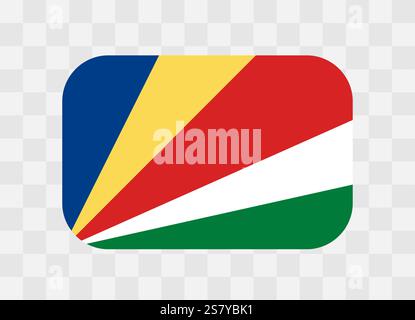 Seychelles flag - rounded rectangle colorful flag representing a country cultural identity and heritage. The essence of national pride and unity. Vector flag on transparent background. Stock Vector