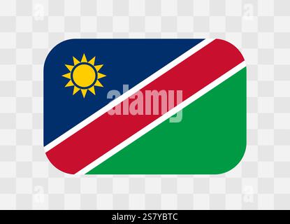 Namibia flag - rounded rectangle colorful flag representing a country cultural identity and heritage. The essence of national pride and unity. Vector flag on transparent background. Stock Vector