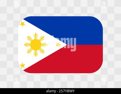 Philippines flag - rounded rectangle colorful flag representing a country cultural identity and heritage. The essence of national pride and unity. Vector flag on transparent background. Stock Vector