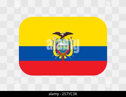 Ecuador flag - rounded rectangle colorful flag representing a country cultural identity and heritage. The essence of national pride and unity. Vector flag on transparent background. Stock Vector