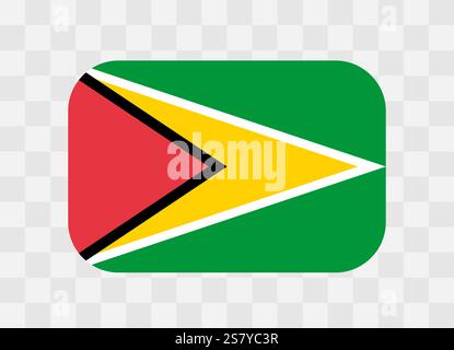 Guyana flag - rounded rectangle colorful flag representing a country cultural identity and heritage. The essence of national pride and unity. Vector flag on transparent background. Stock Vector