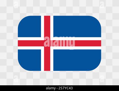 Iceland flag - rounded rectangle colorful flag representing a country cultural identity and heritage. The essence of national pride and unity. Vector flag on transparent background. Stock Vector