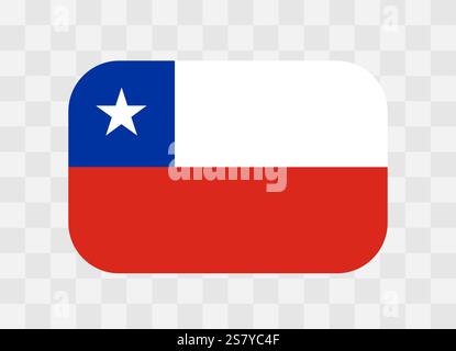 Chile flag - rounded rectangle colorful flag representing a country cultural identity and heritage. The essence of national pride and unity. Vector flag on transparent background. Stock Vector