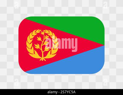 Eritrea flag - rounded rectangle colorful flag representing a country cultural identity and heritage. The essence of national pride and unity. Vector flag on transparent background. Stock Vector
