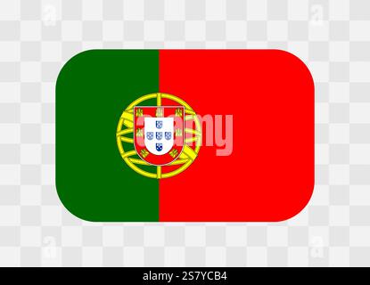 Portugal flag - rounded rectangle colorful flag representing a country cultural identity and heritage. The essence of national pride and unity. Vector flag on transparent background. Stock Vector