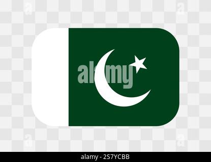 Pakistan flag - rounded rectangle colorful flag representing a country cultural identity and heritage. The essence of national pride and unity. Vector flag on transparent background. Stock Vector