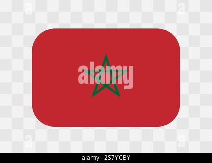 Morocco flag - rounded rectangle colorful flag representing a country cultural identity and heritage. The essence of national pride and unity. Vector flag on transparent background. Stock Vector