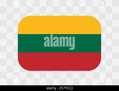 Lithuania flag - rounded rectangle colorful flag representing a country cultural identity and heritage. The essence of national pride and unity. Vector flag on transparent background. Stock Vector